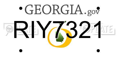 RIY7321 Georgia License Plate