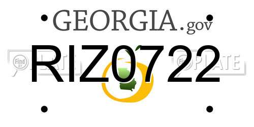 RIZ0722 Georgia License Plate