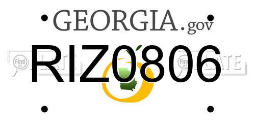 RIZ0806 Georgia License Plate
