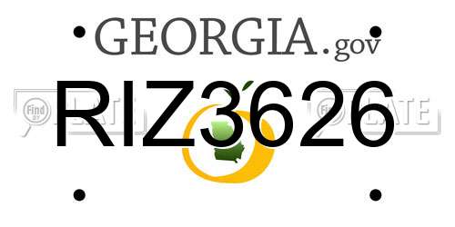 RIZ3626 Georgia License Plate