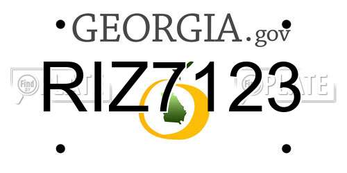RIZ7123 Georgia License Plate