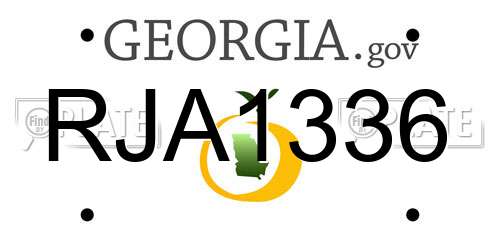 RJA1336 Georgia License Plate