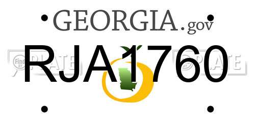 RJA1760 Georgia License Plate