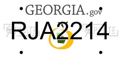 RJA2214 Georgia License Plate