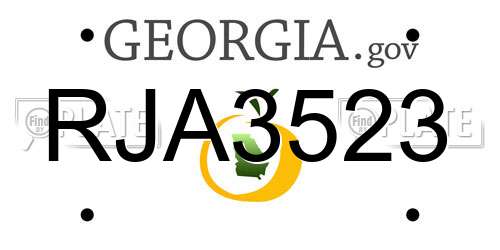 RJA3523 Georgia License Plate