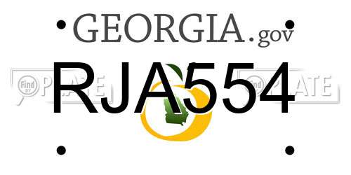 RJA554 Georgia License Plate