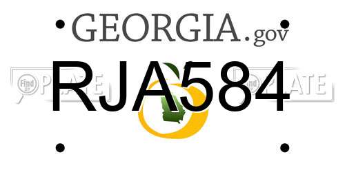 RJA584 Georgia License Plate