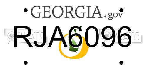 RJA6096 Georgia License Plate