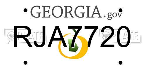 RJA7720 Georgia License Plate