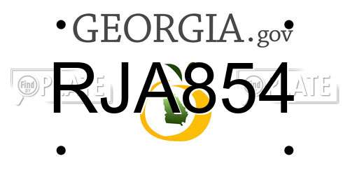 RJA854 Georgia License Plate