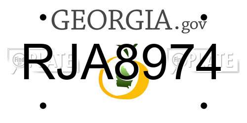 RJA8974 Georgia License Plate