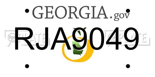 RJA9049 Georgia License Plate