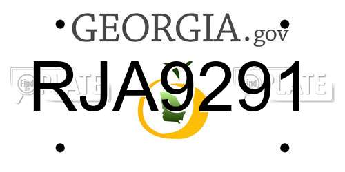 RJA9291 Georgia License Plate