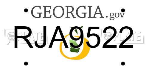 RJA9522 Georgia License Plate