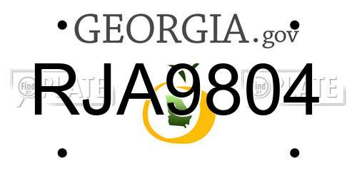 RJA9804 Georgia License Plate