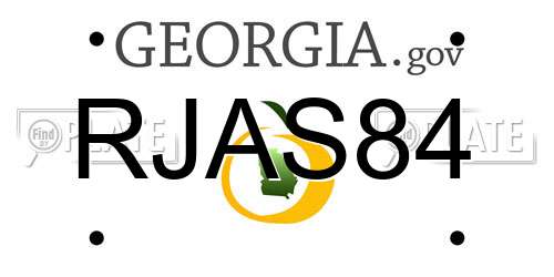 RJAS84 Georgia License Plate