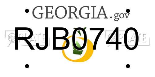 RJB0740 Georgia License Plate