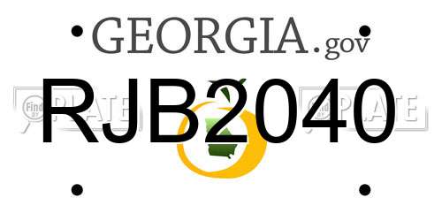 RJB2040 Georgia License Plate