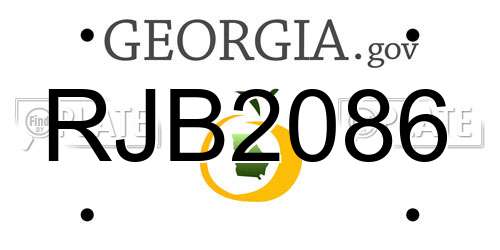 RJB2086 Georgia License Plate