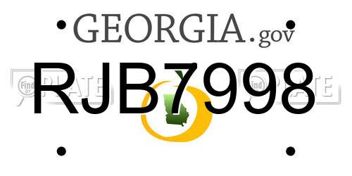 RJB7998 Georgia License Plate