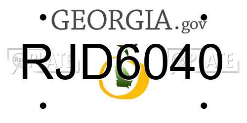 RJD6040 Georgia License Plate