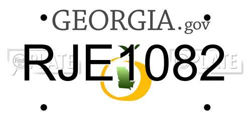 RJE1082 Georgia License Plate