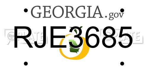 RJE3685 Georgia License Plate