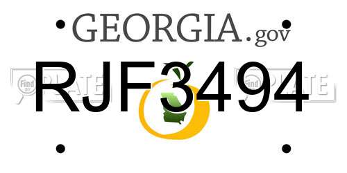 RJF3494 Georgia License Plate
