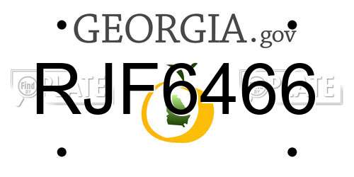 RJF6466 Georgia License Plate
