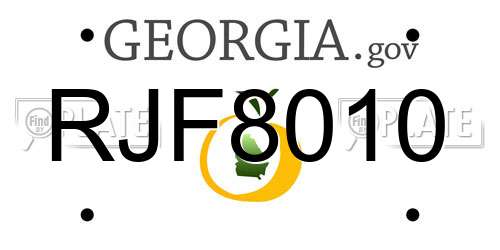 RJF8010 Georgia License Plate