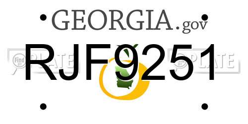 RJF9251 Georgia License Plate