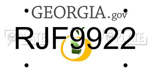 RJF9922 Georgia License Plate