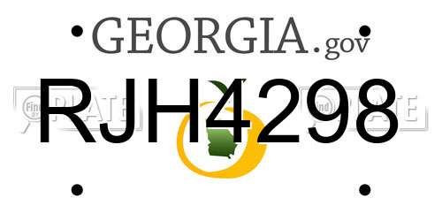RJH4298 Georgia License Plate