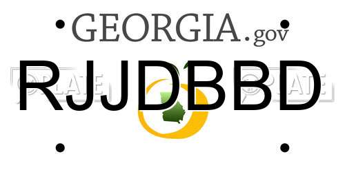 RJJDBBD Georgia License Plate