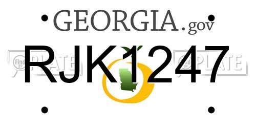 RJK1247 Georgia License Plate