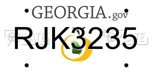 RJK3235 Georgia License Plate