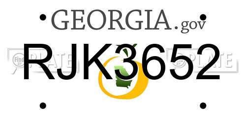 RJK3652 Georgia License Plate