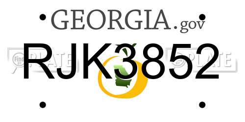 RJK3852 Georgia License Plate