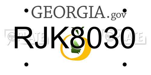 RJK8030 Georgia License Plate