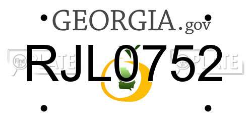 RJL0752 Georgia License Plate