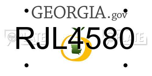 RJL4580 Georgia License Plate