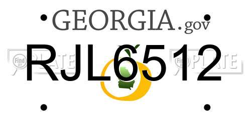 RJL6512 Georgia License Plate