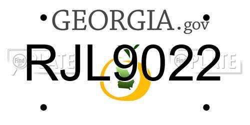 RJL9022 Georgia License Plate