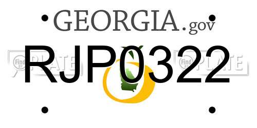 RJP0322 Georgia License Plate