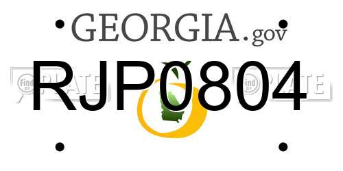 RJP0804 Georgia License Plate