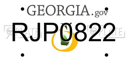 RJP0822 Georgia License Plate
