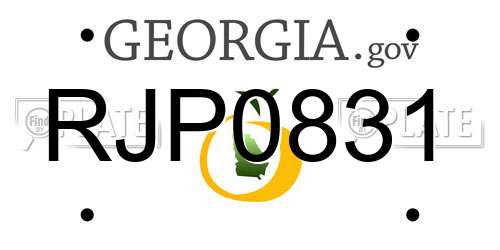 RJP0831 Georgia License Plate