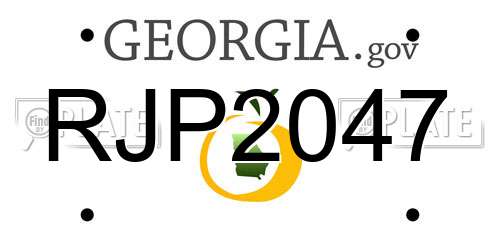 RJP2047 Georgia License Plate