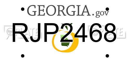 RJP2468 Georgia License Plate