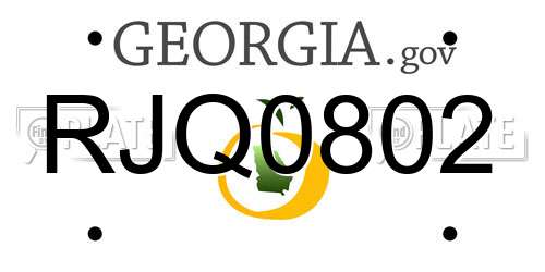 RJQ0802 Georgia License Plate